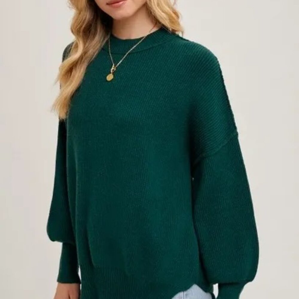 CLEAR OUT!! Ribbed Mock Neck Pullover - Picture 9 of 9